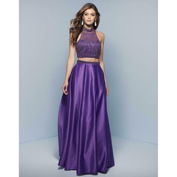 Splash Two Piece A-Line Prom Dress J761 Majestic Purple - Picture 1 of 6